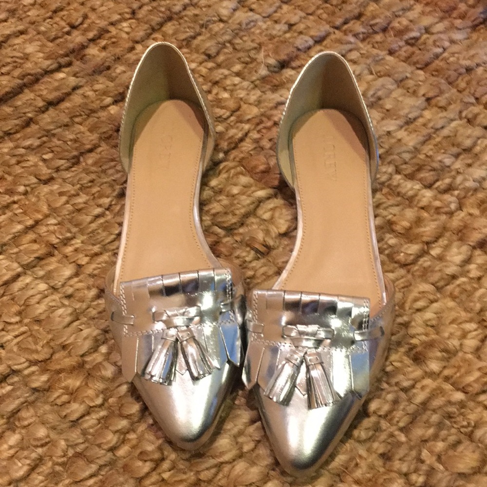 NEW J. Crew silver d' orsay flats